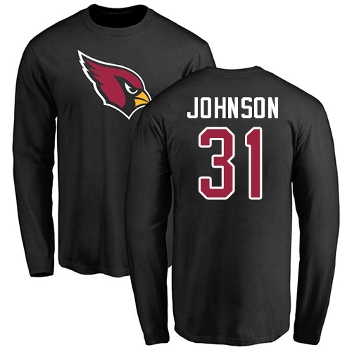 Arizona Cardinals Men Black David Johnson Name And Number Logo NFL Football #31 Long Sleeve T Shirt->arizona cardinals->NFL Jersey